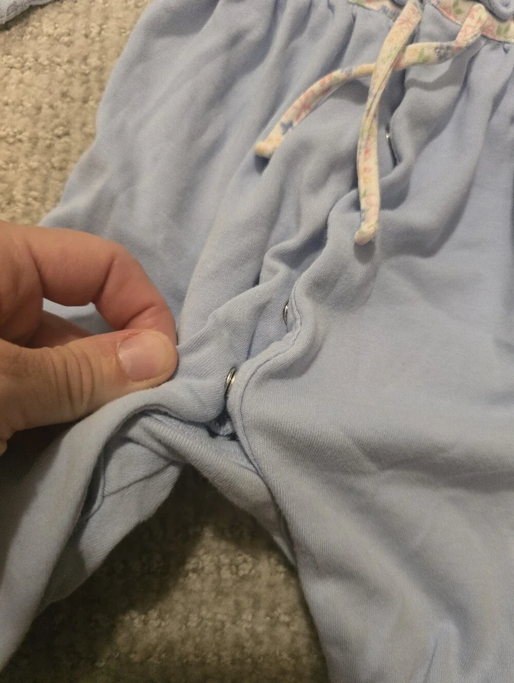 Ralph Lauren Pastel Blue Long-Sleeve One-Piece with Pink Polo Logo